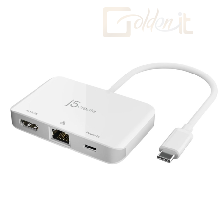 Notebook kiegészitők j5create JCA351-N USB-C to 4K HDMI Ethernet Adapter White - JCA351-N