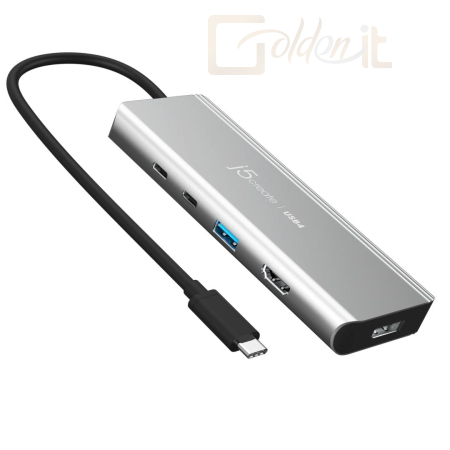 Notebook kiegészitők j5create JCD401 USB4 Dual 4K Multi-Port Hub Silver - JCD401-N