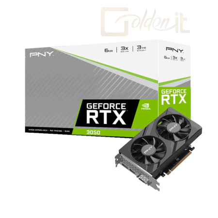 Videókártya PNY GeForce RTX 3050 6GB DDR6 Verto Dual Fan XLR8 - VCG30506DFXPB1
