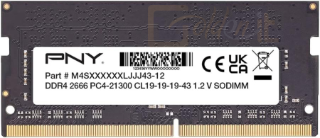 RAM - Notebook PNY 8GB DDR4 2666MHz SODIMM Black - MN8GSD42666-SI