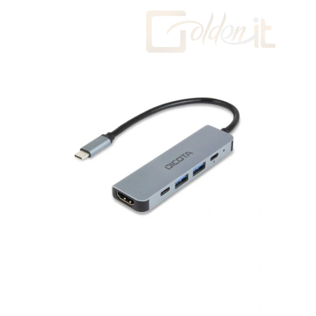 Notebook kiegészitők Dicota USB-C 5-in-1 Video Hub 4K PD 100W Silver - D32060