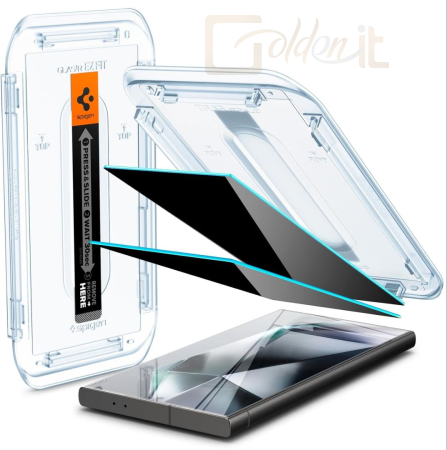 Okostelefon kiegészítő Spigen Glass tR EZ Fit Privacy Samsung Galaxy S24 Ultra 2 Pack - AGL07625
