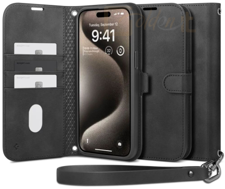 Okostelefon kiegészítő Spigen Wallet S Pro for iPhone 15 Pro Max Black - ACS06605