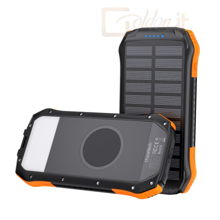 Powerbank vésztöltők Choetech  B658 10000mAh Solar PowerBank Black/Orange - B658