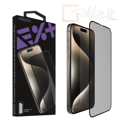 Okostelefon kiegészítő Next One All-rounder Privacy Glass Screen Protector for iPhone 15 Pro - IPH-15PRO-PRV