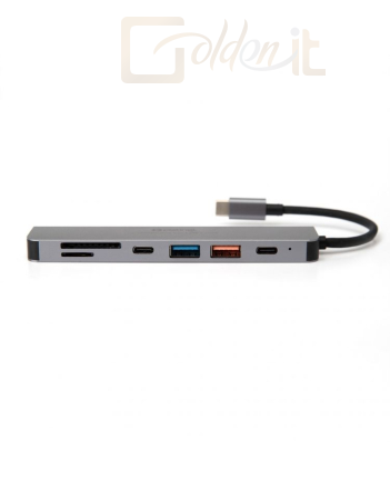 Notebook kiegészitők Platinet USB-C Gen2 Media Hub 10GB/S 7in1 HDMI 4K USB-A3.2/ USB-A2.0/ USB-C PD 100W/ USB-C2.0/ SD/ MicroSD Aluminium - PMH9997B