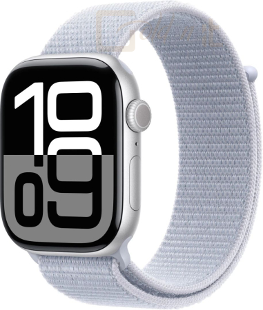 Okosóra Apple Watch S10 GPS 42mm Silver Alu Case with Blue Cloud Sport Loop - MWWD3