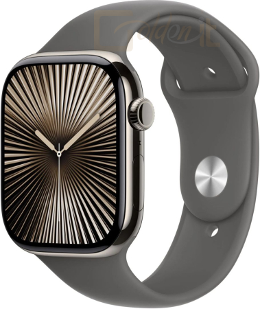 Okosóra Apple Watch S10 Cellular 46mm Natural Titanium Case with Stone Grey Sport Band M/L - MWYA3