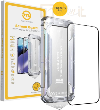 Okostelefon kiegészítő Mobile Origin Screen Guard with easy application iPhone 16 Pro Yellow - SGZ-I16PRO
