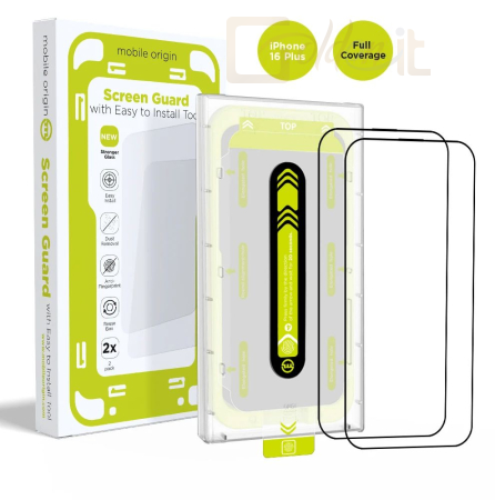 Okostelefon kiegészítő Mobile Origin Screen Guard with easy applicator iPhone 16 Plus 2 Pack - SGA-F-I16PLUS-2PK