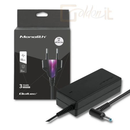 Notebook kiegészitők Qoltec 65W Power Adapter for HP Black - 50051.65W.HP