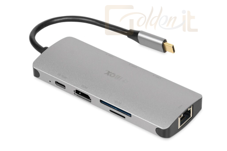 Notebook kiegészitők iBox IUH3RJ4K notebook dock/port replicator USB 3.2 Gen 1 (3.1 Gen 1) Type-C Power Delivery 100W Silver - IUH3RJ4K