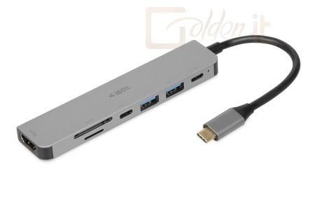 Notebook kiegészitők iBox IUH3SL4K notebook dock/port replicator USB 3.2 Gen 1 (3.1 Gen 1) Type-C Power Delivery 100W Silver - IUH3SL4K