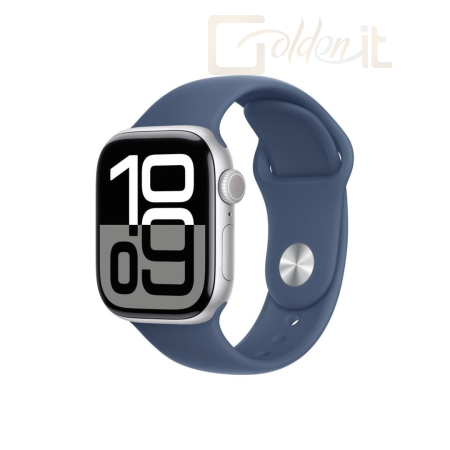 Okosóra Apple Watch S10 Cellular 42mm Silver Alu Case with Denim Sport Band M/L - MWX43