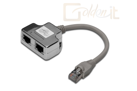 Hálózati eszközök Digitus RJ45/2 x RJ45, 0,19 m hálózati elosztó Silver - DN-93904