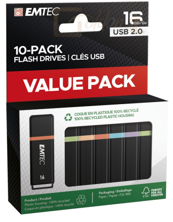 USB Ram Drive Emtec 16GB K100 Mini Box USB2.0 Colorful (10db) - ECMMD16GK102P10