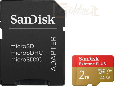 USB Ram Drive Sandisk 2TB microSDXC Extreme Plus Class 10 U3 A2 C10 V30 + adapterrel - SDSQXBD-2T00-GN6MA
