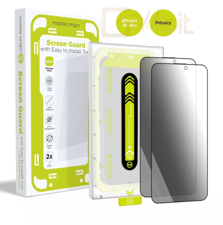 Okostelefon kiegészítő Mobile Origin Screen Guard Privacy with easy applicator iPhone 16 Pro 2 Pack - SGA-FP-I16PRO-2PK