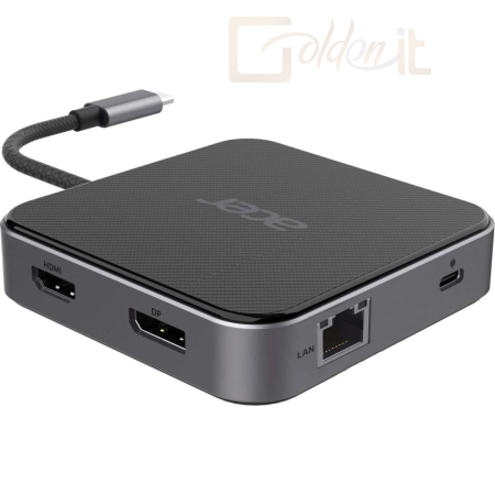 Notebook kiegészitők Acer 7in1 USB4 8K Multi Display hub Dokkoló 100W Black - HP.DSCAB.013