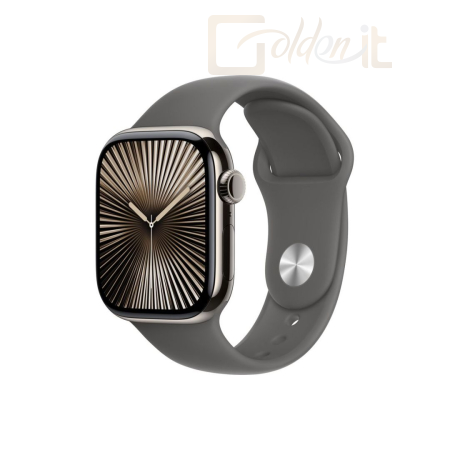 Okosóra Apple Watch S10 Cellular 42mm Natural Titanium Case with Stone Grey Sport Band M/L - MWXE3