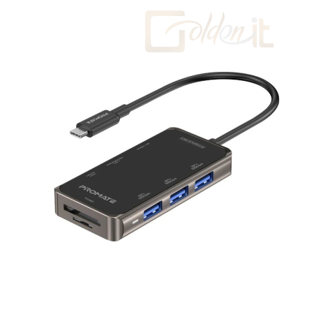 Notebook kiegészitők Promate  PrimeHub-Mini Docking Station Grey/Black - PRIMEHUB-MINI