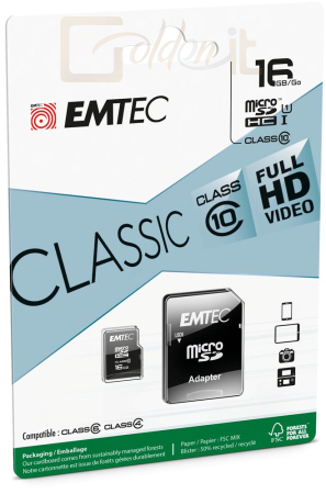 USB Ram Drive Emtec 16GB microSDHC Classic Class 10 U1 + adapterrel - ECMSDM16GHC10CG