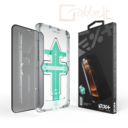 Okostelefon kiegészítő Next One All-rounder Privacy Glass Screen Protector for iPhone 12 / 12 Pro - IPH-6.1-PRV