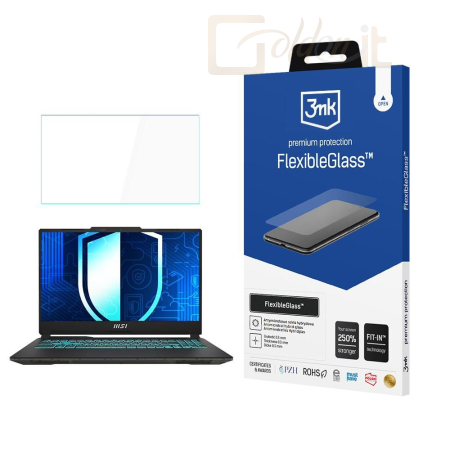 Okostelefon kiegészítő 3mk FlexibleGlass hibrid üvegfólia 7H MSI Cyborg A12 - W-17u3FxGl-MSICA12