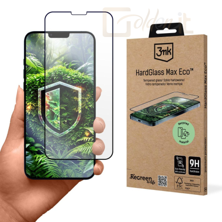 Okostelefon kiegészítő 3mk HardGlass Max edzett üvegfólia 9H Eco GRS CU 1304127 Apple iPhone 13/13 Pro/14 - W-3HgMaxEco-AiP13P14