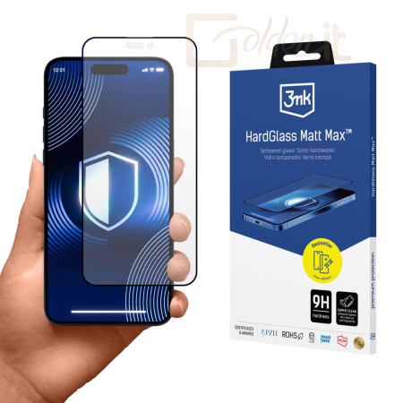 Okostelefon kiegészítő 3mk HardGlass Matt Max edzett üvegfólia 9H Apple iPhone 16 Pro - W-3HGMtMx-AiP16Pro