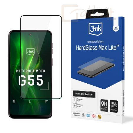 Okostelefon kiegészítő 3mk HardGlass Max Lite edzett üvegfólia 9H Fekete Motorola Moto G55 5G - W-3HGMxLB-MMG55