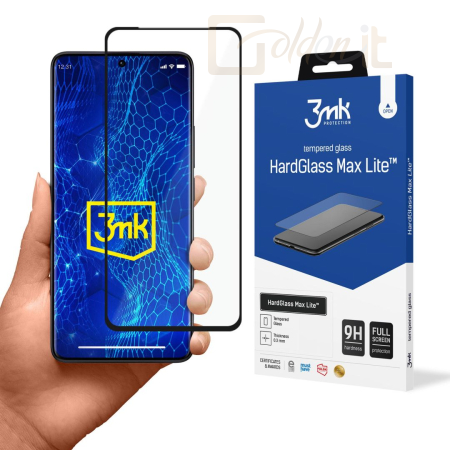 Okostelefon kiegészítő 3mk HardGlass Max Lite edzett üvegfólia 9H Fekete Redmi Note 13 Pro+ - W-3HGMxLB-ReN13Pr+