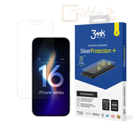 Okostelefon kiegészítő 3mk SilverProtection+ antimikrobiális védőfólia Apple iPhone 16 Plus - W-3SPrtP-AiP16Plu