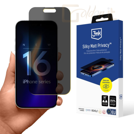 Okostelefon kiegészítő 3mk Silky Matt Privacy belátásgátló fólia Apple iPhone 16 Plus - W-3SlMatPv-AiP16Plu