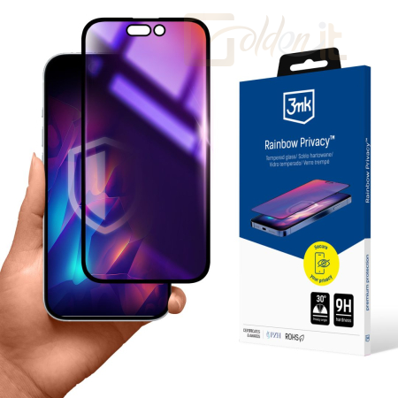 Okostelefon kiegészítő 3mk Rainbow Privacy belátásgátló edzett üvegfólia 9H Apple iPhone 16 Pro Max - W-3RainPriv-AiP16PM