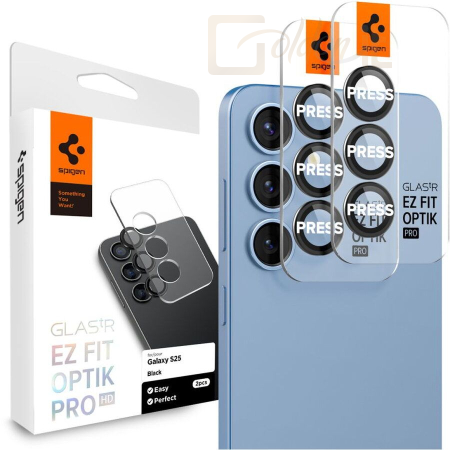 Okostelefon kiegészítő Spigen Glass tR EZ Fit Optik Pro HD 2 Pack Samsung Galaxy S25 Black - AGL09092