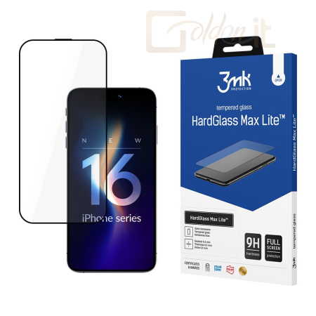 Okostelefon kiegészítő 3mk HardGlass Max Lite edzett üvegfólia 9H Fekete Apple iPhone 16 Pro - W-3HGMxLB-AiP16Pro