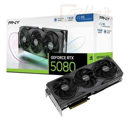 Videókártya PNY GeForce RTX5080 16GB DDR7 Overclocked Triple Fan - VCG508016TFXPB1-O