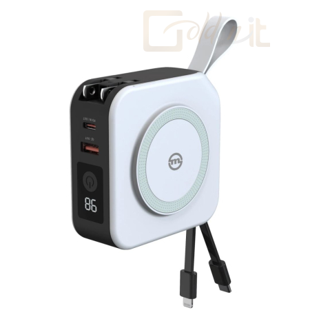 Powerbank vésztöltők Mobile Origin Powerbank 10 000mAh and Travel Charger Lightning and USB-C cable White - PBT-02L-WHT