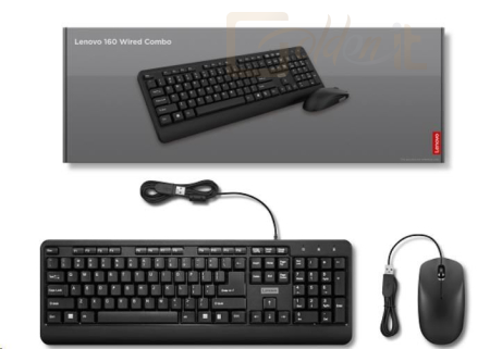 Billentyűzet Lenovo 160 Wired USB Keyboard Black US - GX31L52655