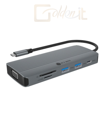 Notebook kiegészitők Raidsonic IcyBox IB-DK4040A-CPD USB-C Docking Station Grey - IB-DK4040A-CPD