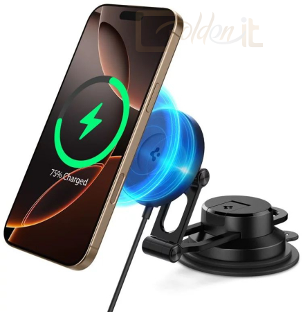Okostelefon kiegészítő Spigen OneTap Pro 4 MagSafe Car Mount Charger Wireless / Dashboard / Windshield Black - ACP08544