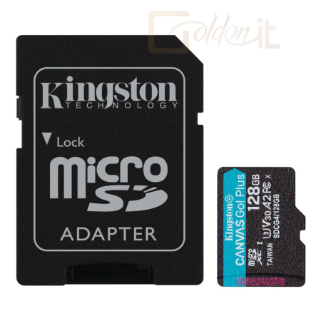 USB Ram Drive Kingston 128GB microSDXC Canvas Go Plus Gen4 Class 10 UHS-I U3 + adaper - SDCG4/128GB