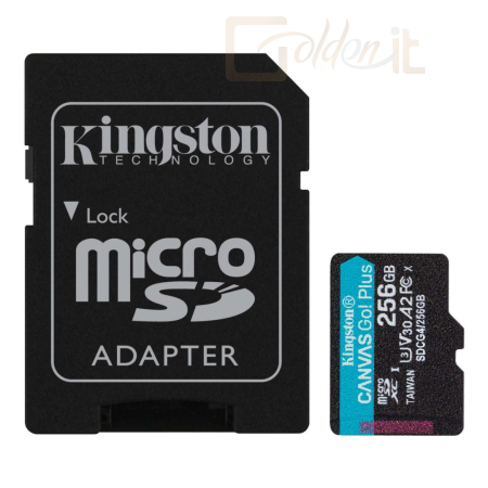 USB Ram Drive Kingston 256GB microSDXC Canvas Go Plus Gen4 Class 10 UHS-I U3 + adaper - SDCG4/256GB