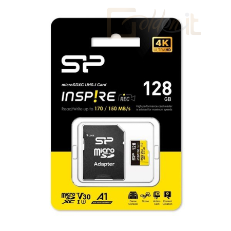 USB Ram Drive Silicon Power 128GB microSDXC Class 10 U3 V30 A1 + adapterrel - SP128GBSTXLV3V1NSP