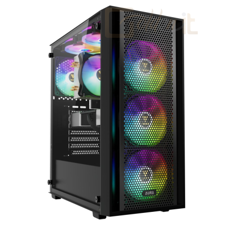 Ház Gamdias Aura GC2 Elite ARGB Tempered Glass Black - 16333-12664-40000-G
