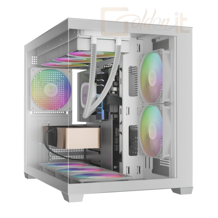 Ház Gamdias Aura GC10M WH ARGB Tempered Glass White - AURA GC10 WH ARGB