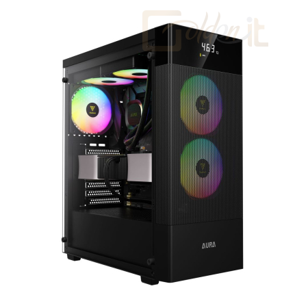Ház Gamdias Aura GC5 Elite ARGB Tempered Glass Black - 16333-82C23-10800-G