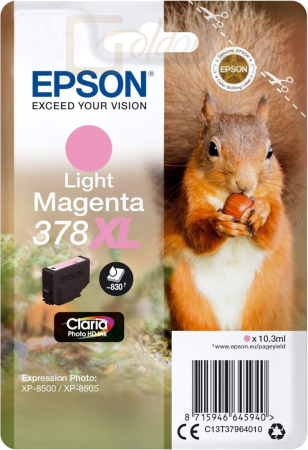Nyomtató - Tintapatron Epson T3796 (378XL) Light Magenta tintapatron - C13T37964020