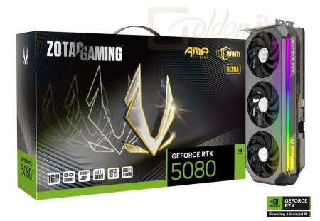 Videókártya Zotac GeForce RTX5080 16GB DDR7 AMP Extreme Infinity Ultra Gaming - ZT-B50800BU-10P